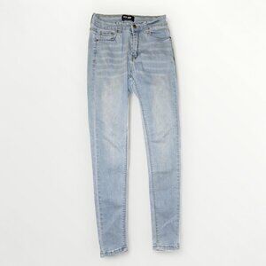 Wax Jean Juniors 7/24 Light Blue Whisker Wash STRETCH Skinny Ankle Jeans